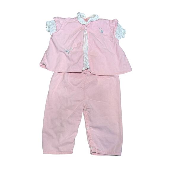 Vintage Wonderalls Corduroy Overall Outfit Set Toddler Girls XL 25-28 lbs Pink - Picture 1 of 10